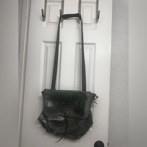 Dark Gray Leather Crossbody Bag